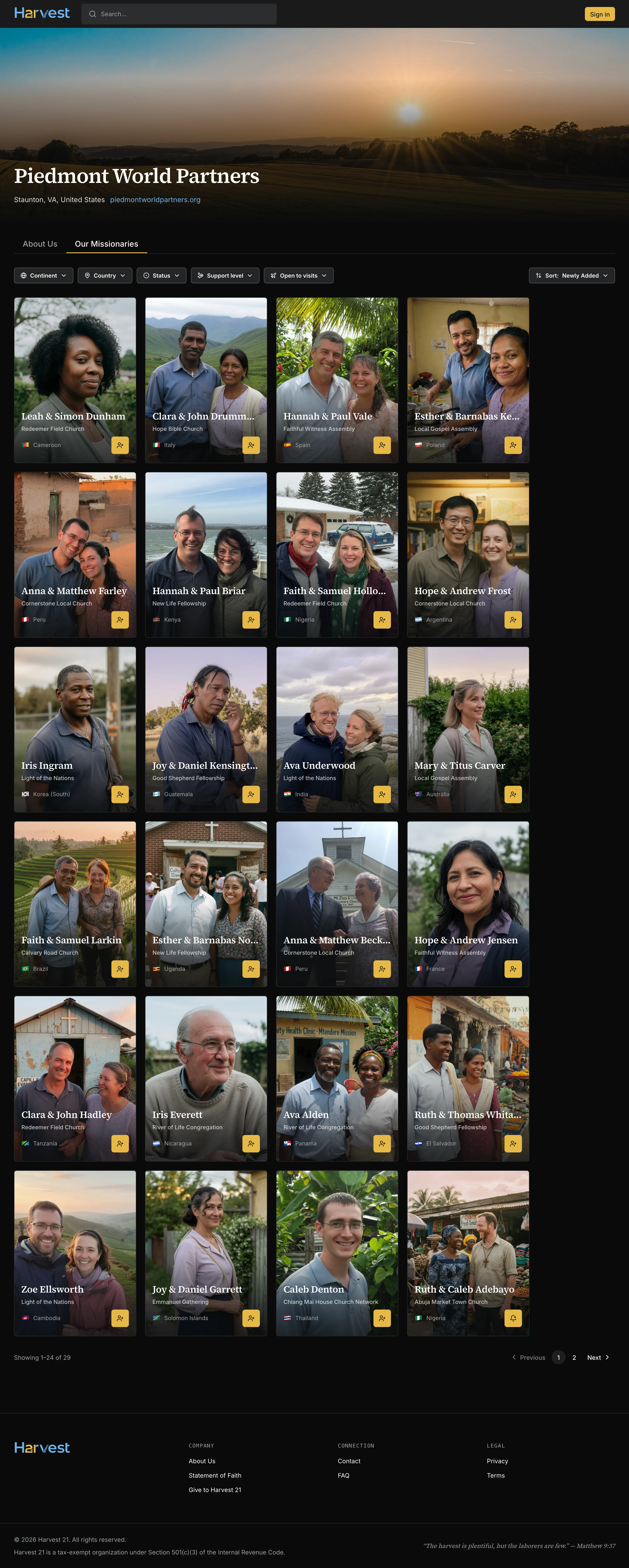 The Agency page for Piedmont Bible Mission.